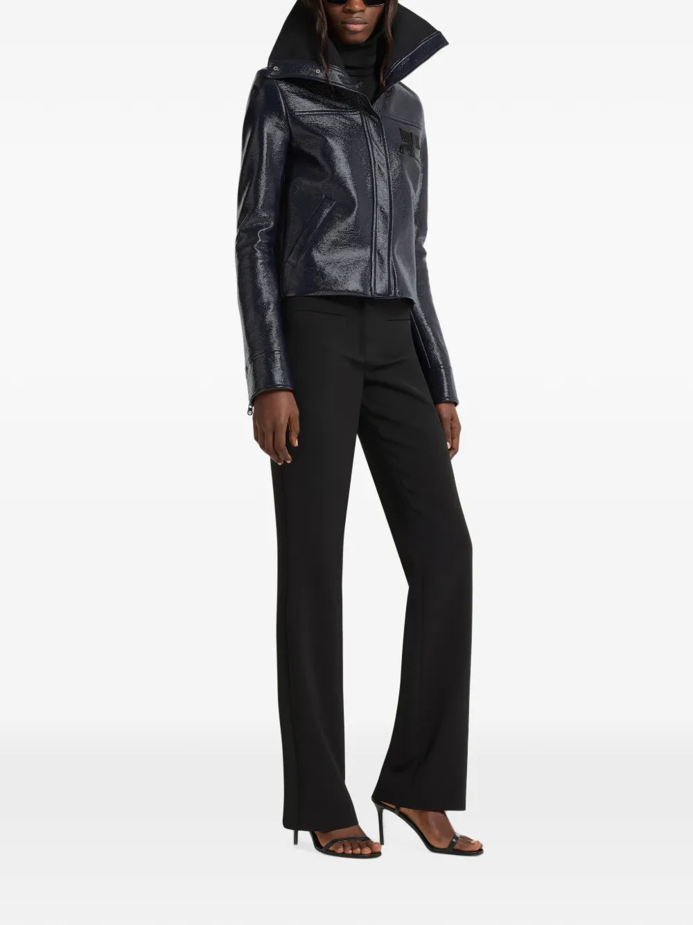 Courrèges Vinyl jack met hoge kraag Blauw