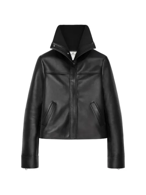 Courrèges chamarra de piel con cuello alto