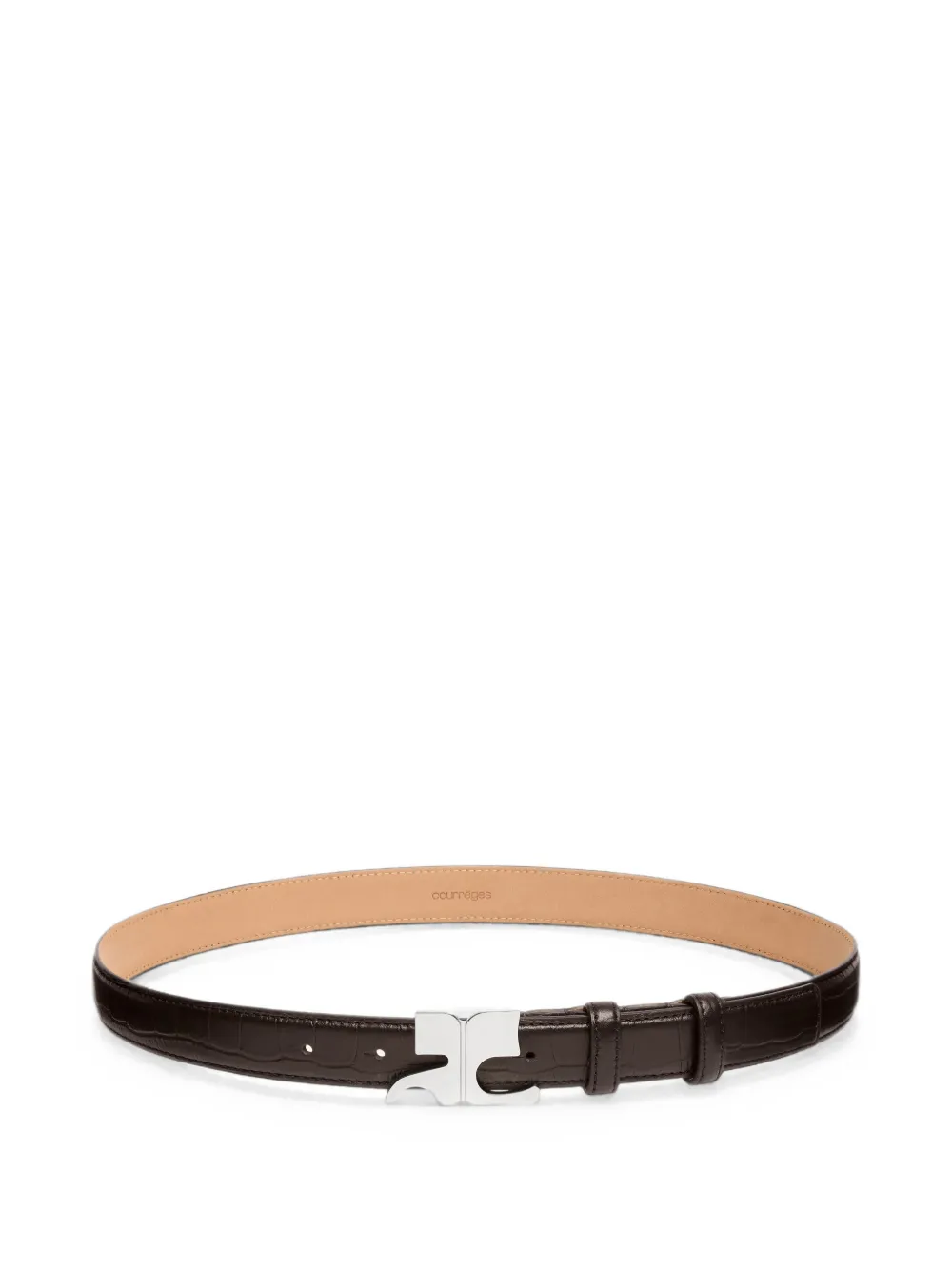 Courrèges croc-embossed leather belt - Marrone