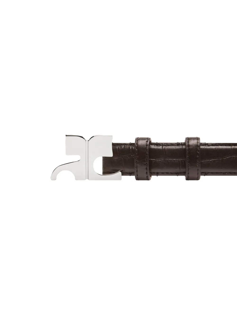 Courrèges Leren riem met krokodillen-reliëf Bruin
