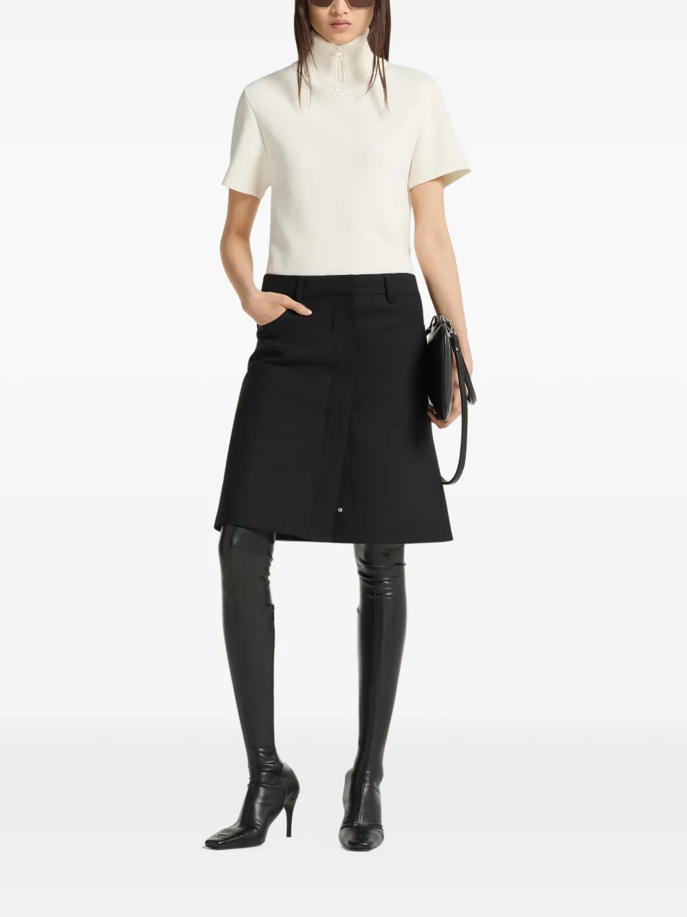 Courrèges Milano gebreide trui met hoge hals Beige