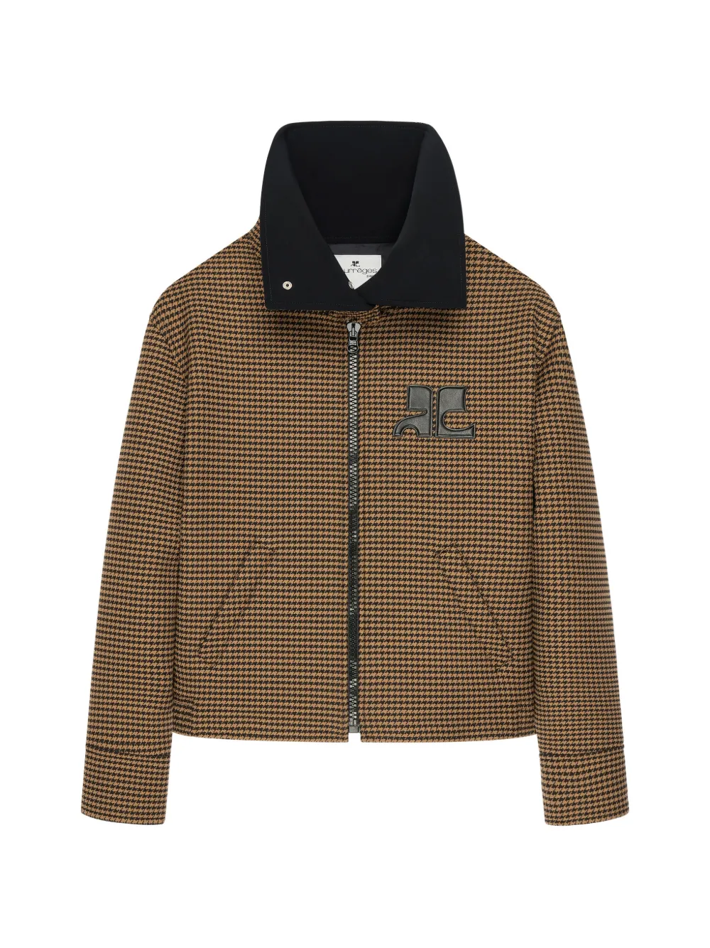 Courrèges Jack met pied-de-poule print en hoge kraag Bruin