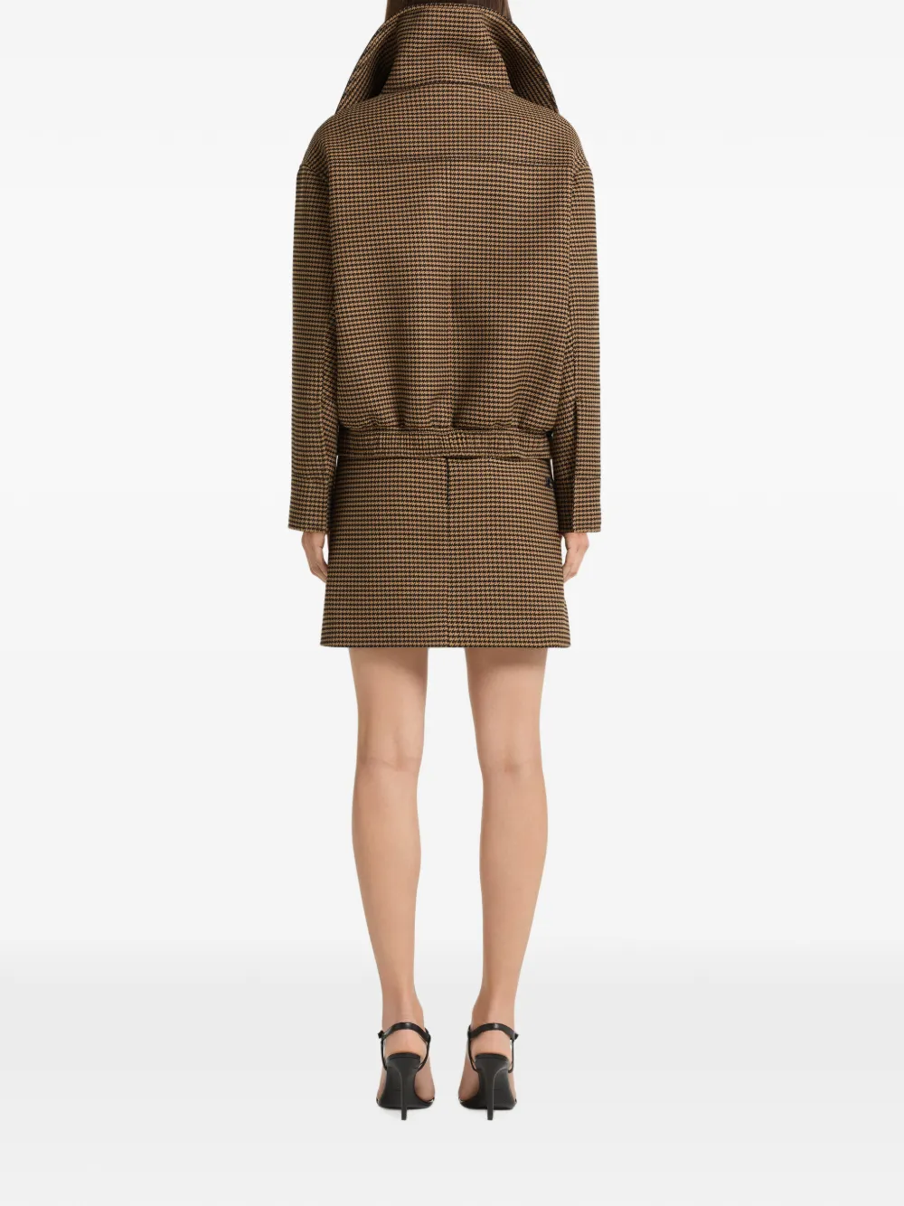 Courrèges Jack met pied-de-poule print en hoge kraag Bruin