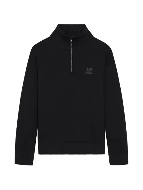 Courrèges zipped logo-patch sweatshirt