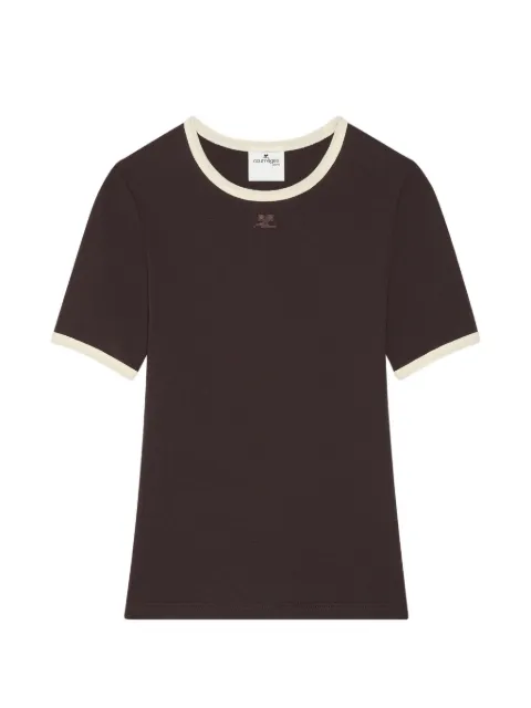 Courrèges contrast-trim logo-embroidered T-shirt