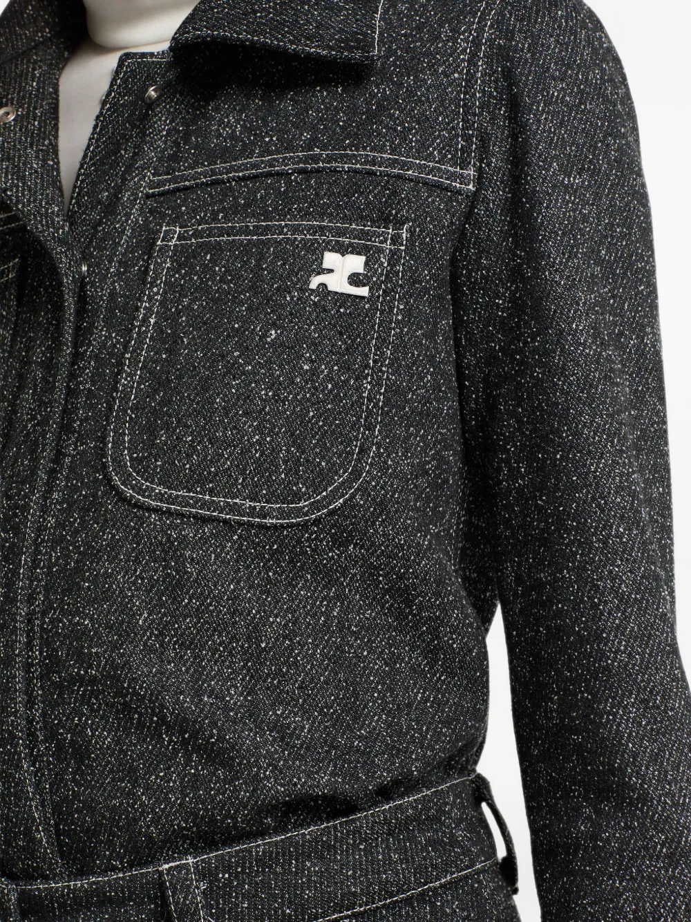 Courrèges Denim tweed shirtjack Zwart