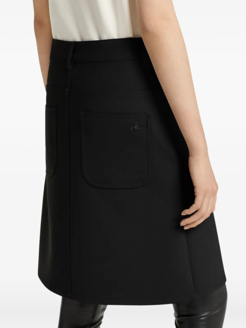 Courrèges Stretch-twill mini-rok met drukknoop Zwart