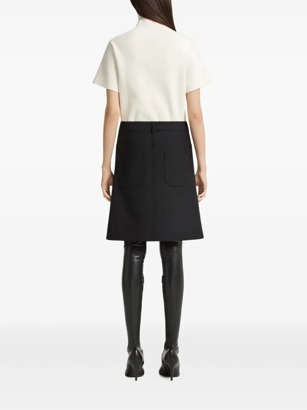 Courrèges Stretch-twill mini-rok met drukknoop Zwart