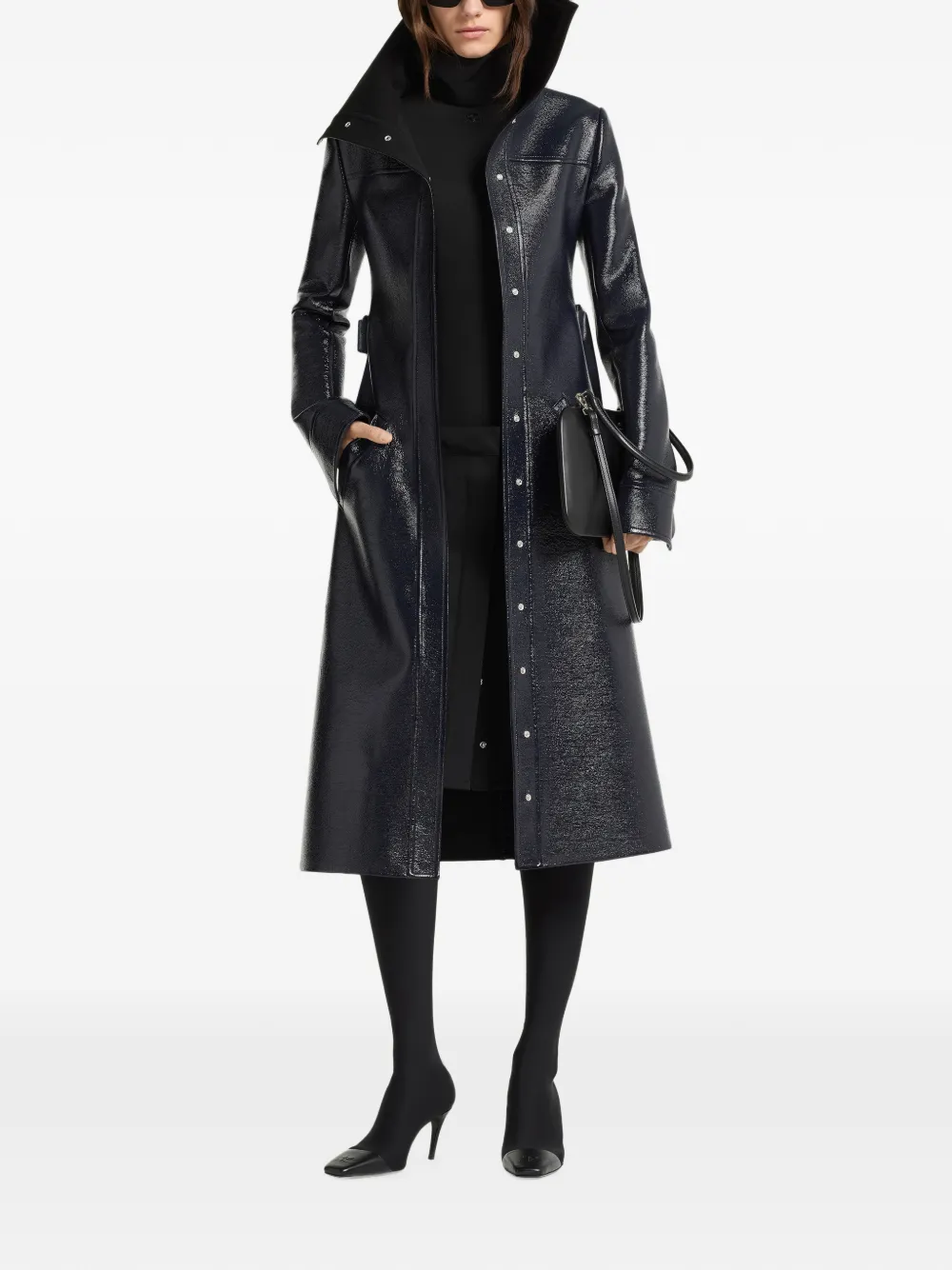 Courrèges Vinyl jas met hoge kraag Blauw