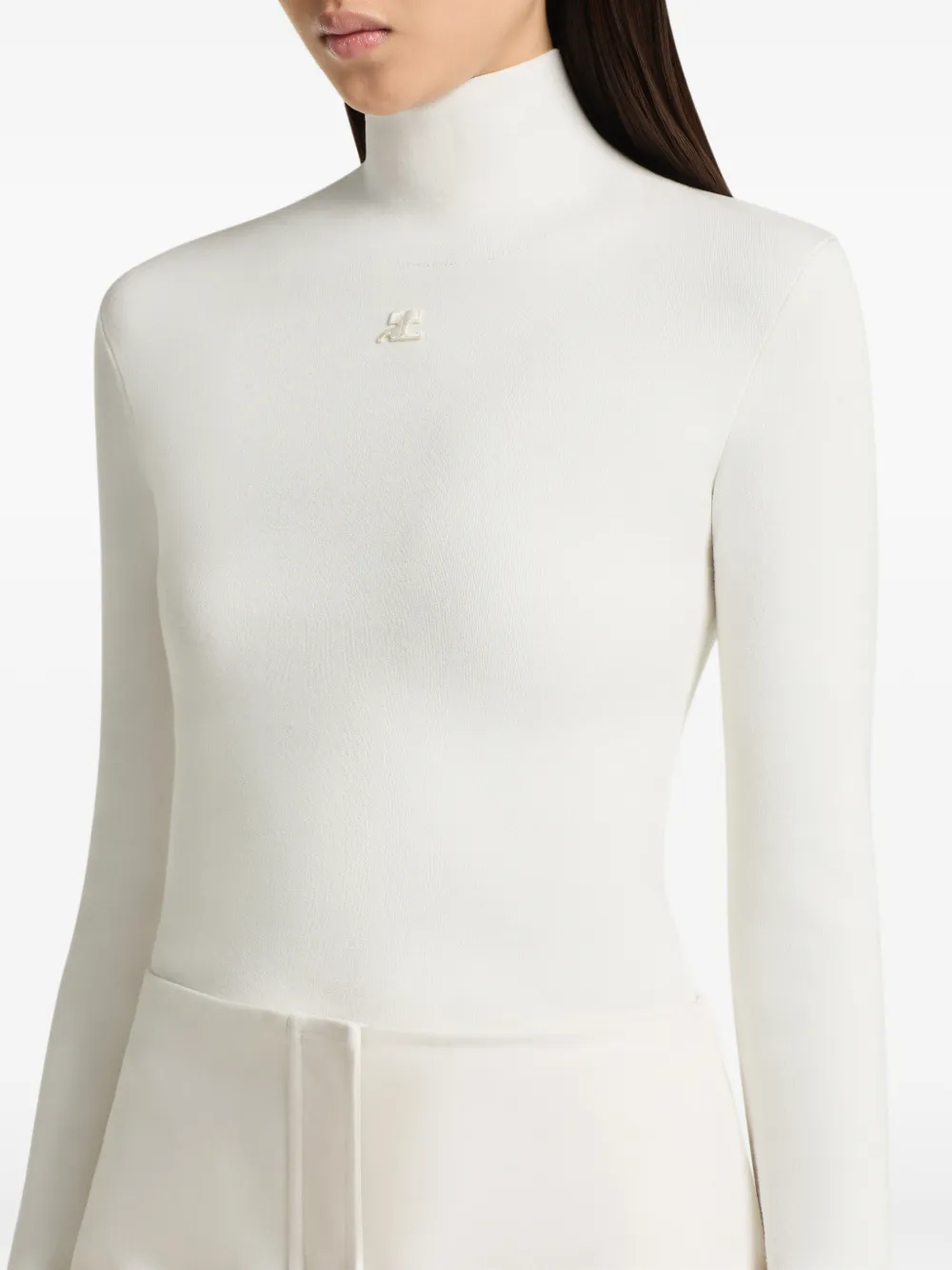 Courrèges Milano gebreide trui met logo-patch Wit