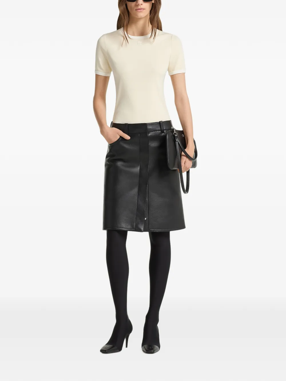 Courrèges T-shirt met contrasterende afwerking Beige