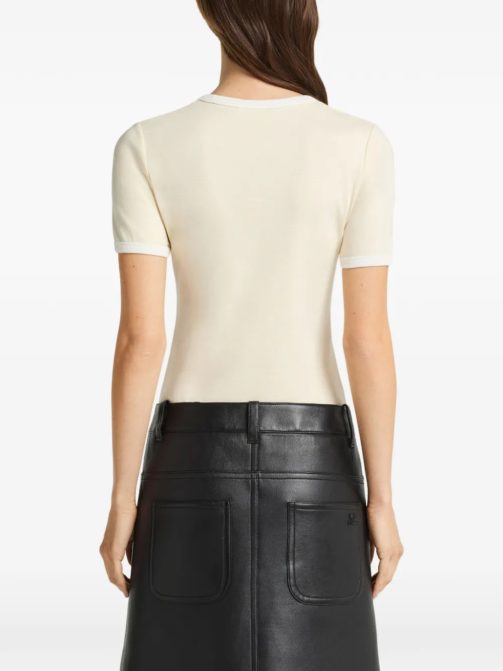 Courrèges T-shirt met contrasterende afwerking Beige