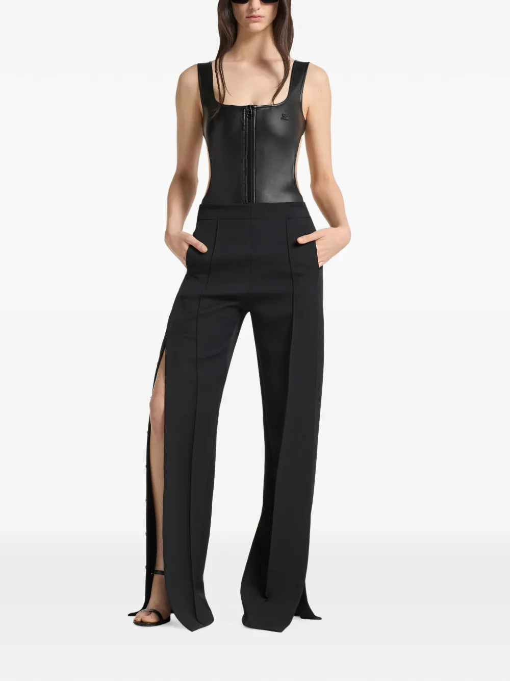 Courrèges Twill broek met gekreukt effect Zwart