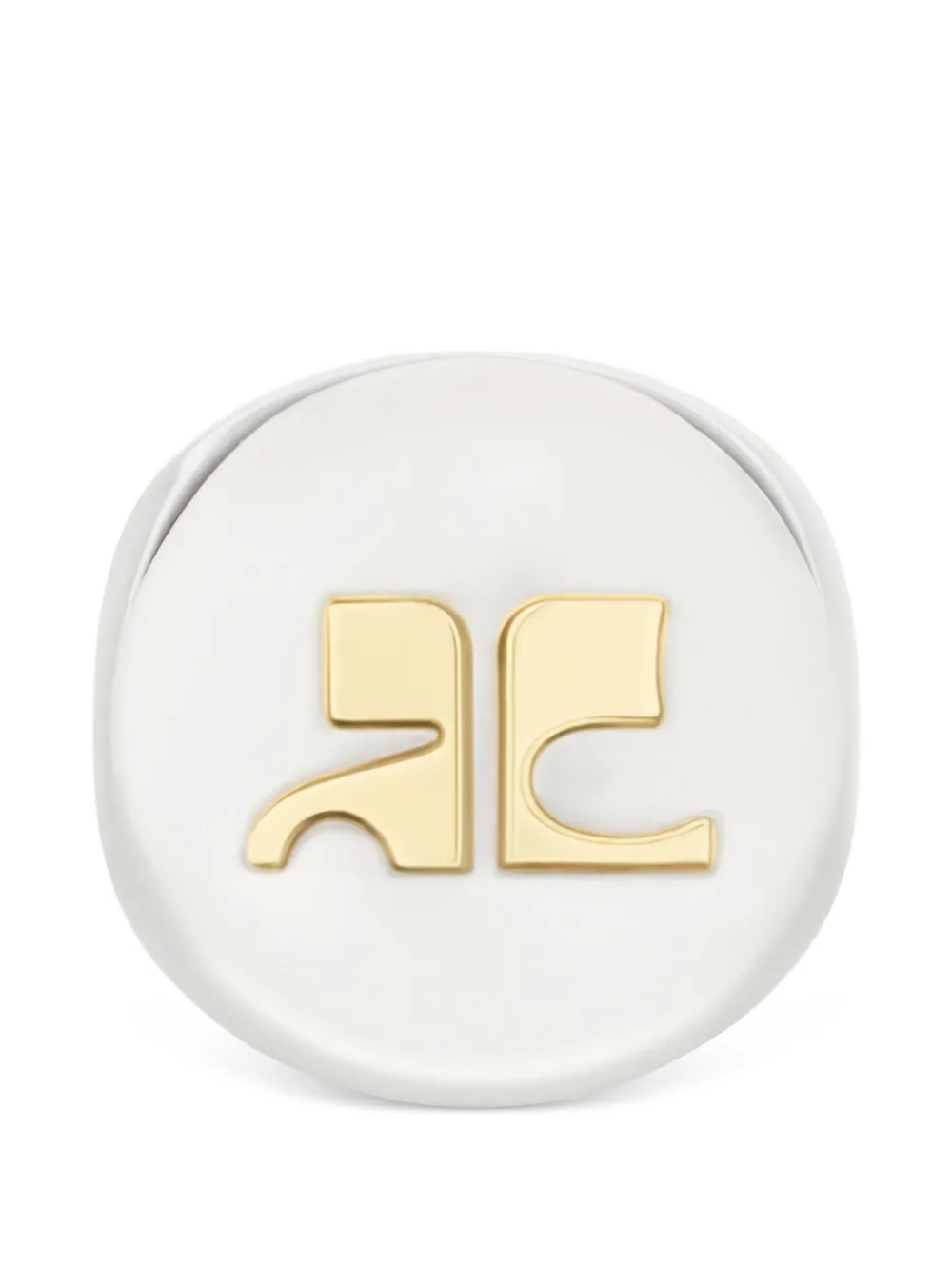 Courrèges AC logo-plaque signet ring - Argento