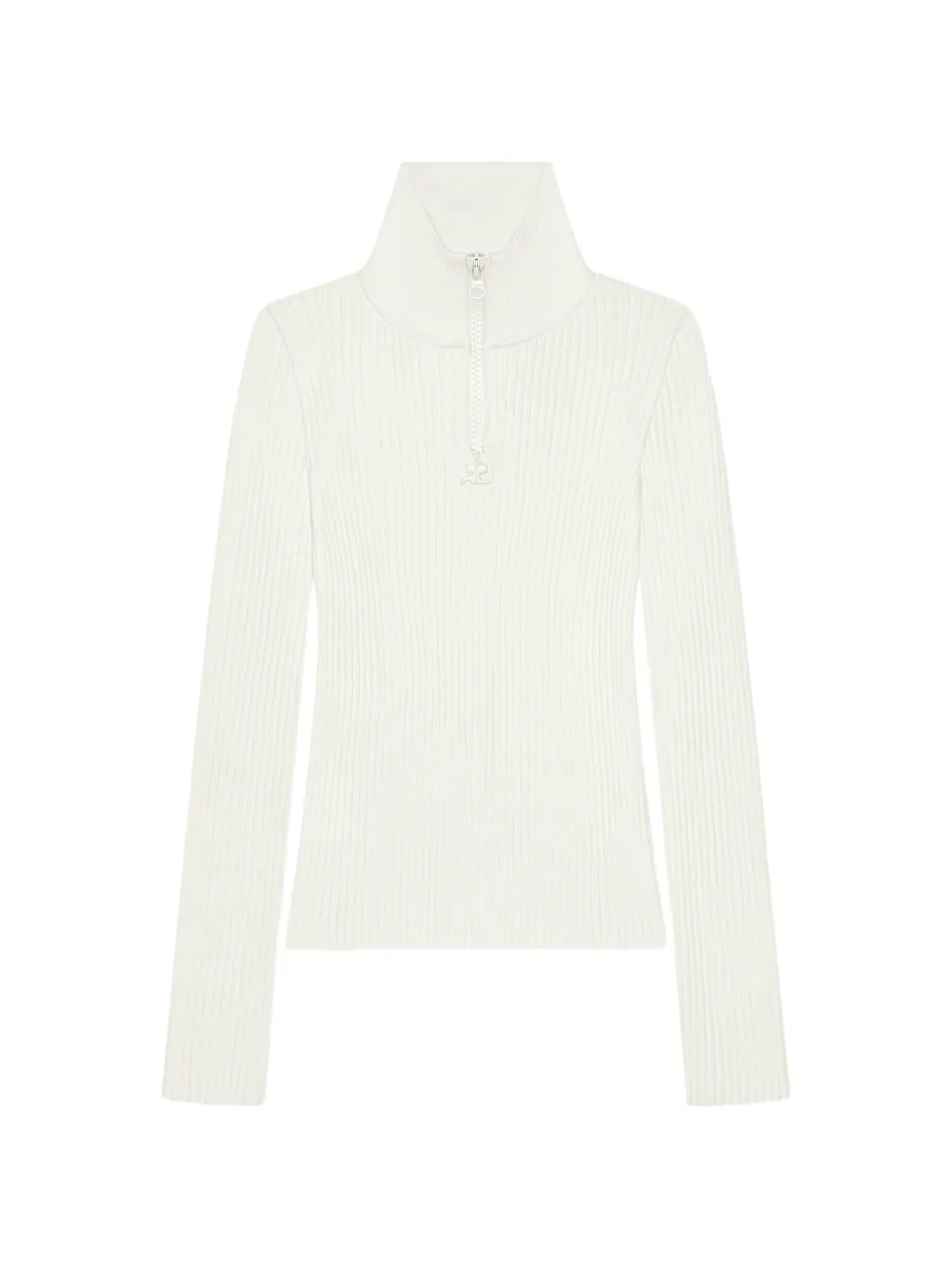 Courrèges rib-knit zipped sweater - Bianco