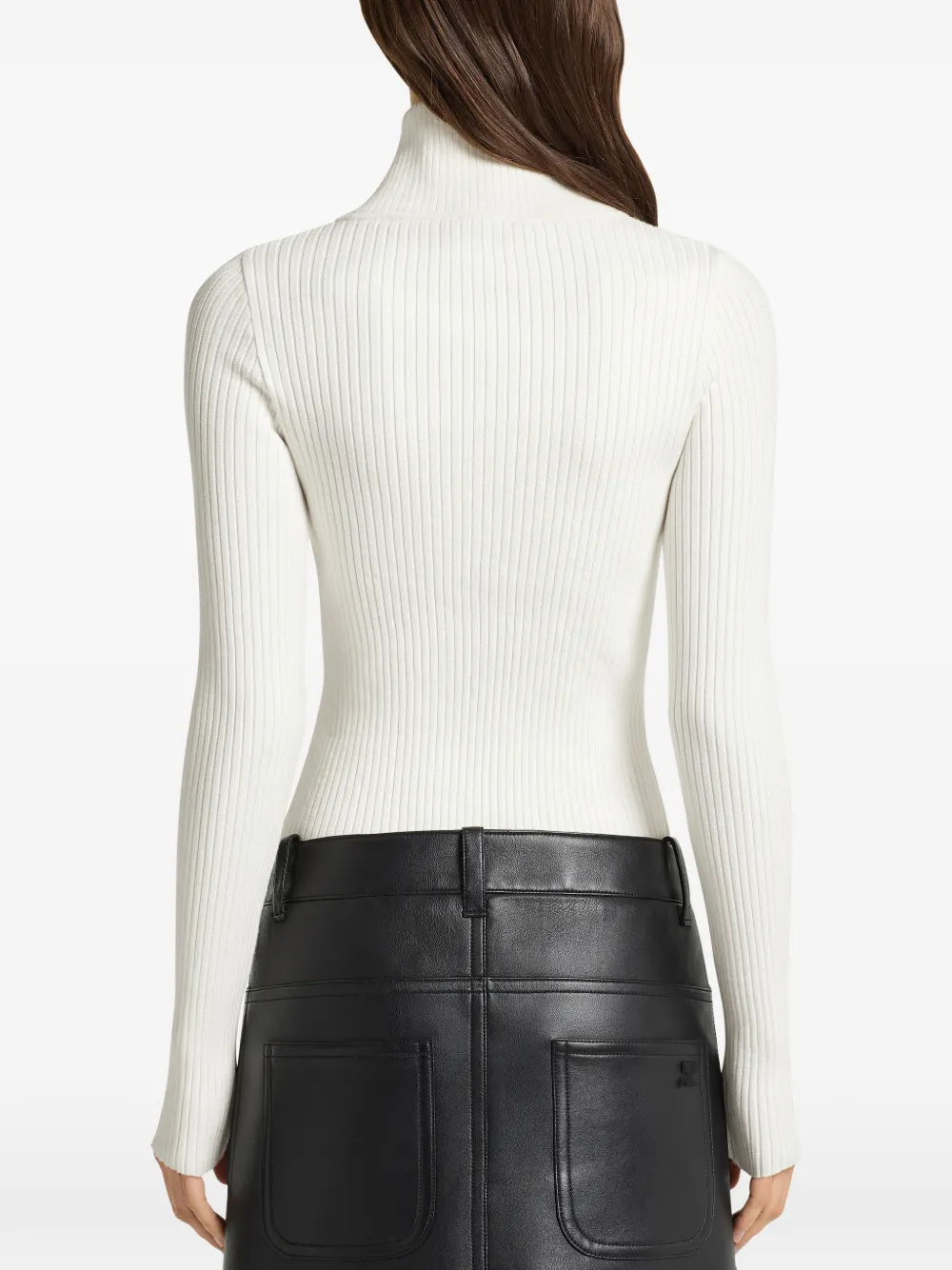 Courrèges rib-knit zipped sweater Wit