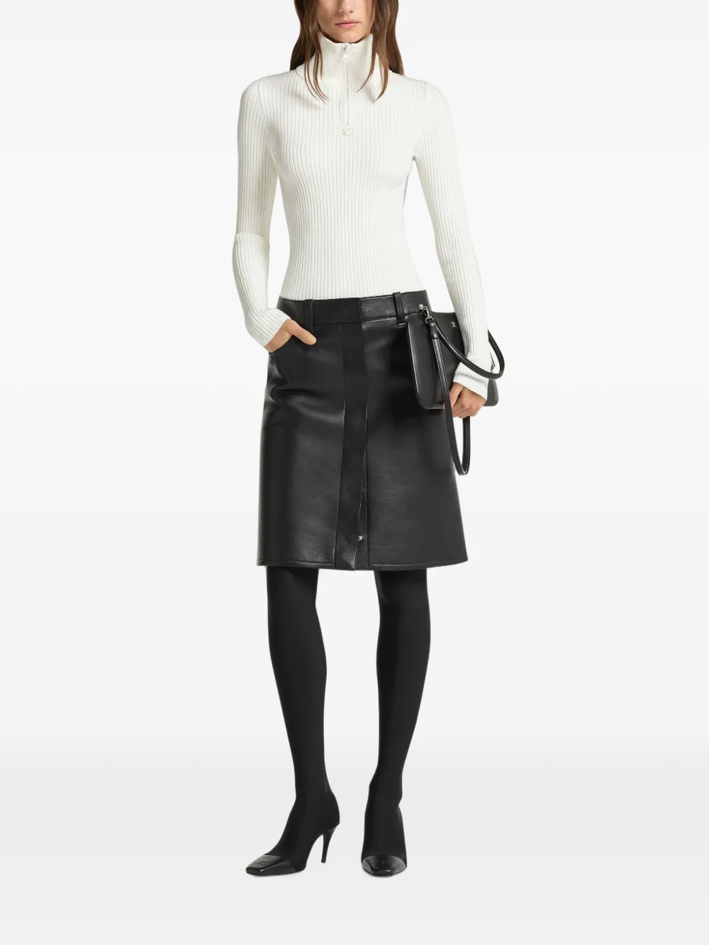 Courrèges rib-knit zipped sweater Wit