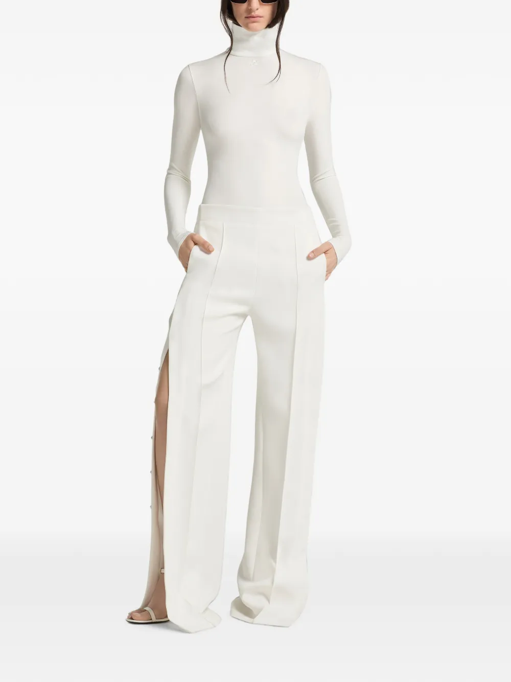 Courrèges Twill broek met drukknoop Wit