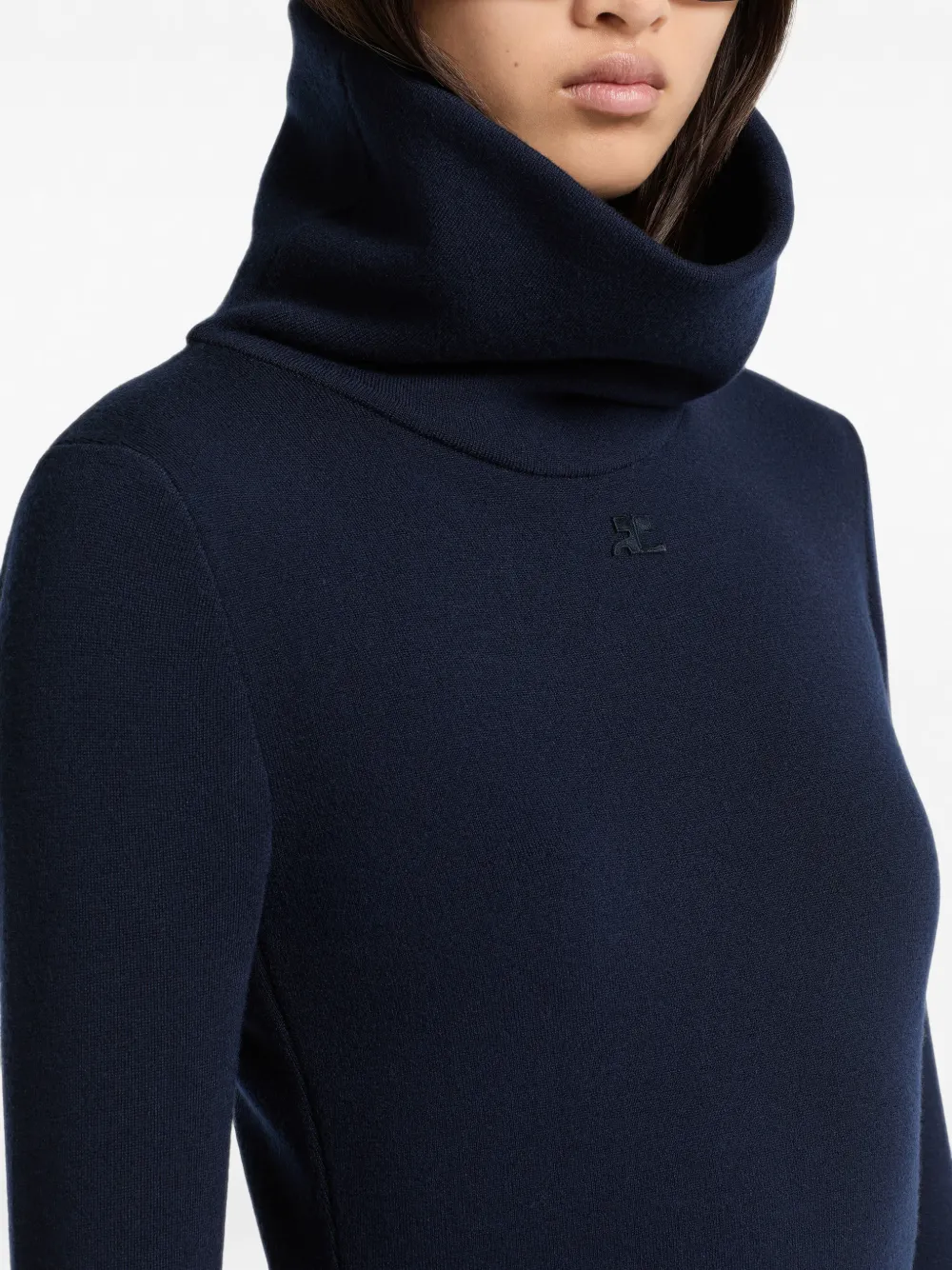 Courrèges Trui met logopatch en hoge hals Blauw