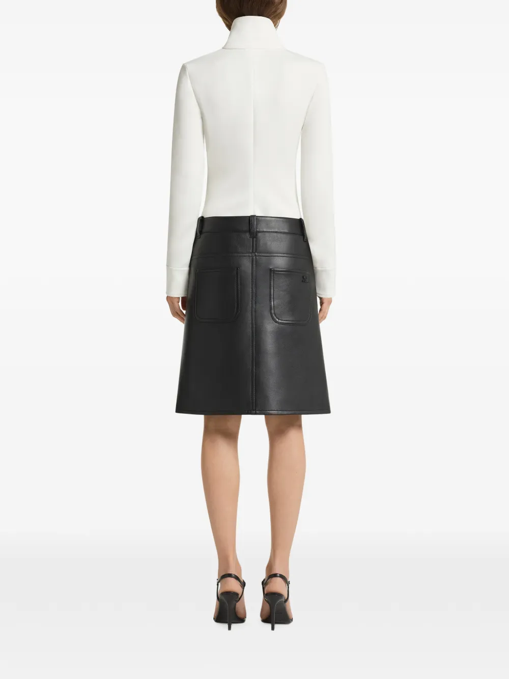 Courrèges Leren mini-rok met drukknoop Zwart