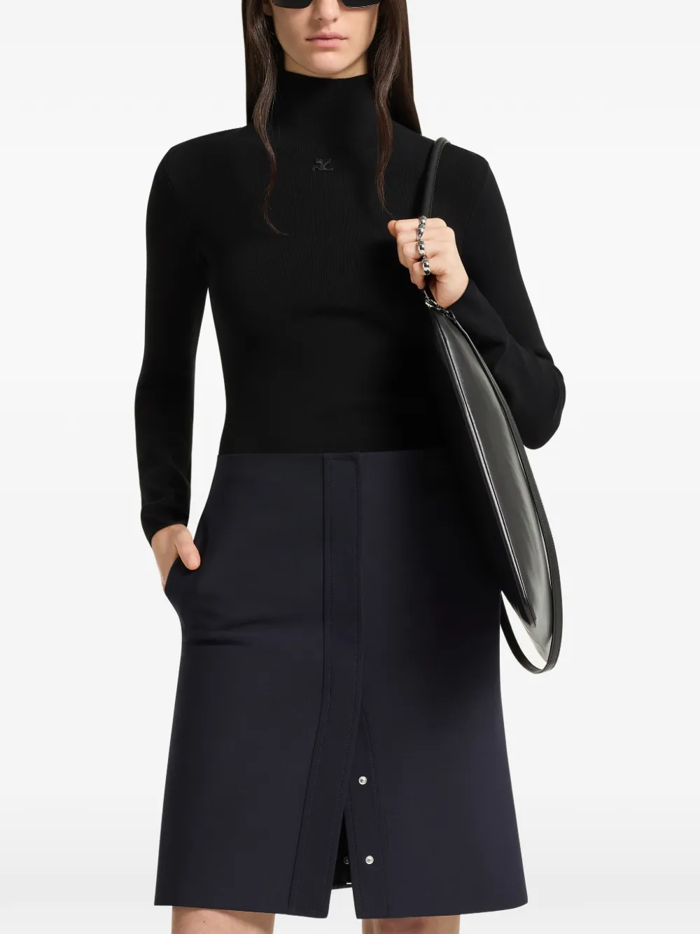 Courrèges Milano gebreide trui met logo-patch Zwart