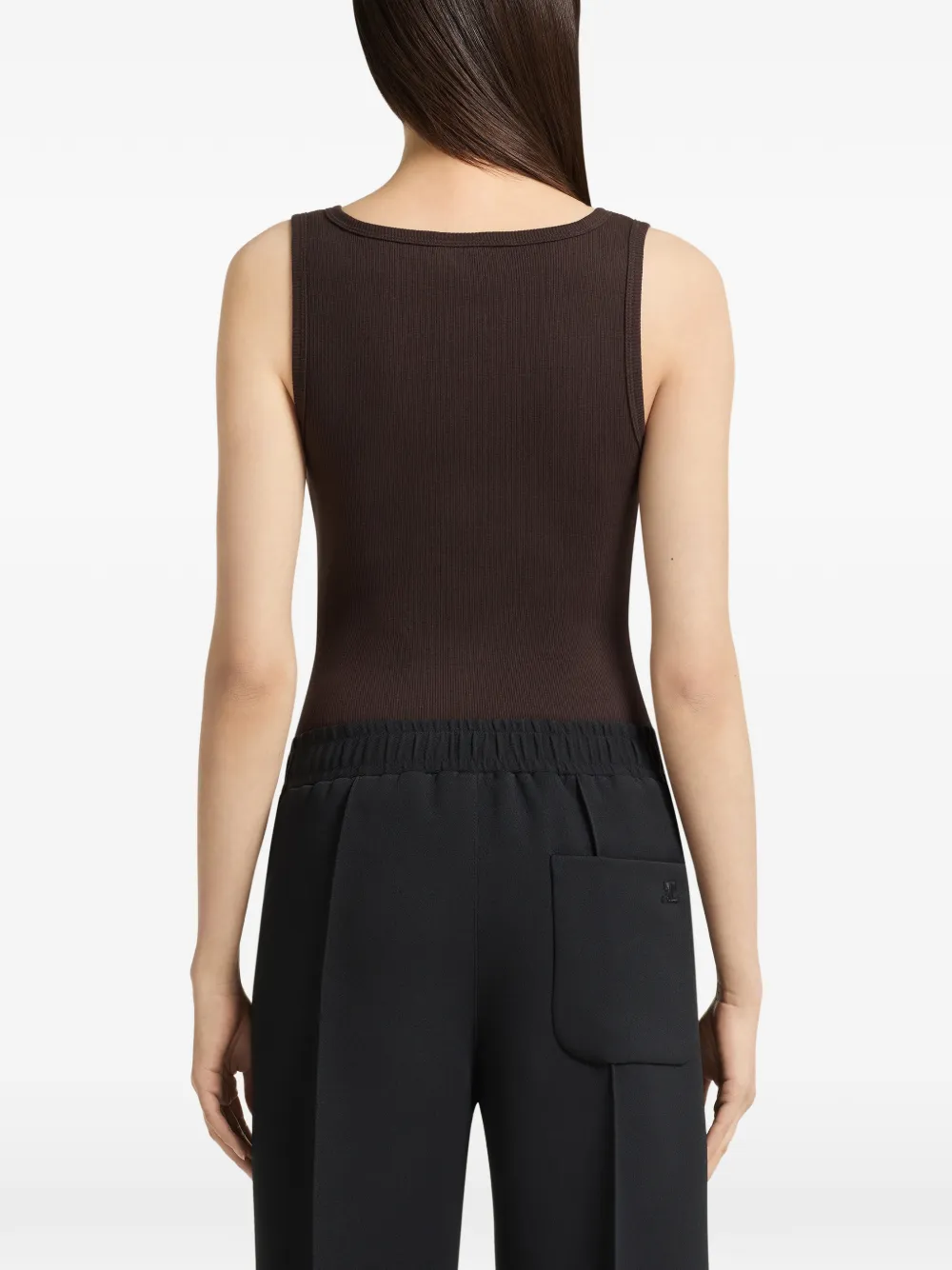 Courrèges 90's ribbed-knit zip-up tank top Bruin