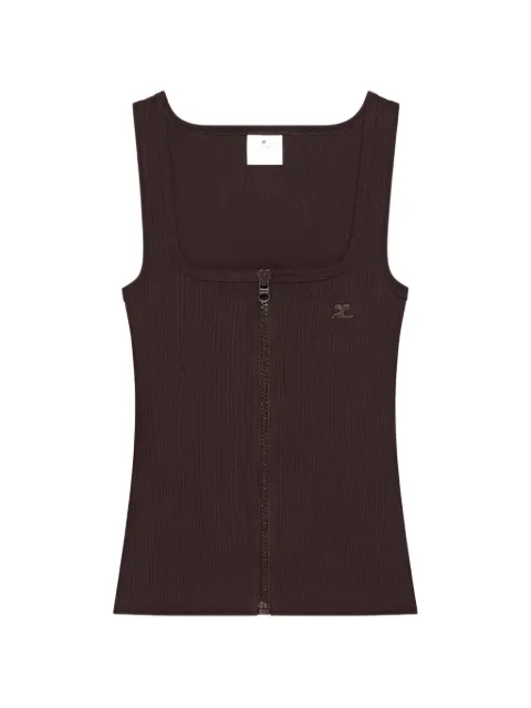 Courrèges camiseta tejida de canalé con cierre años 90