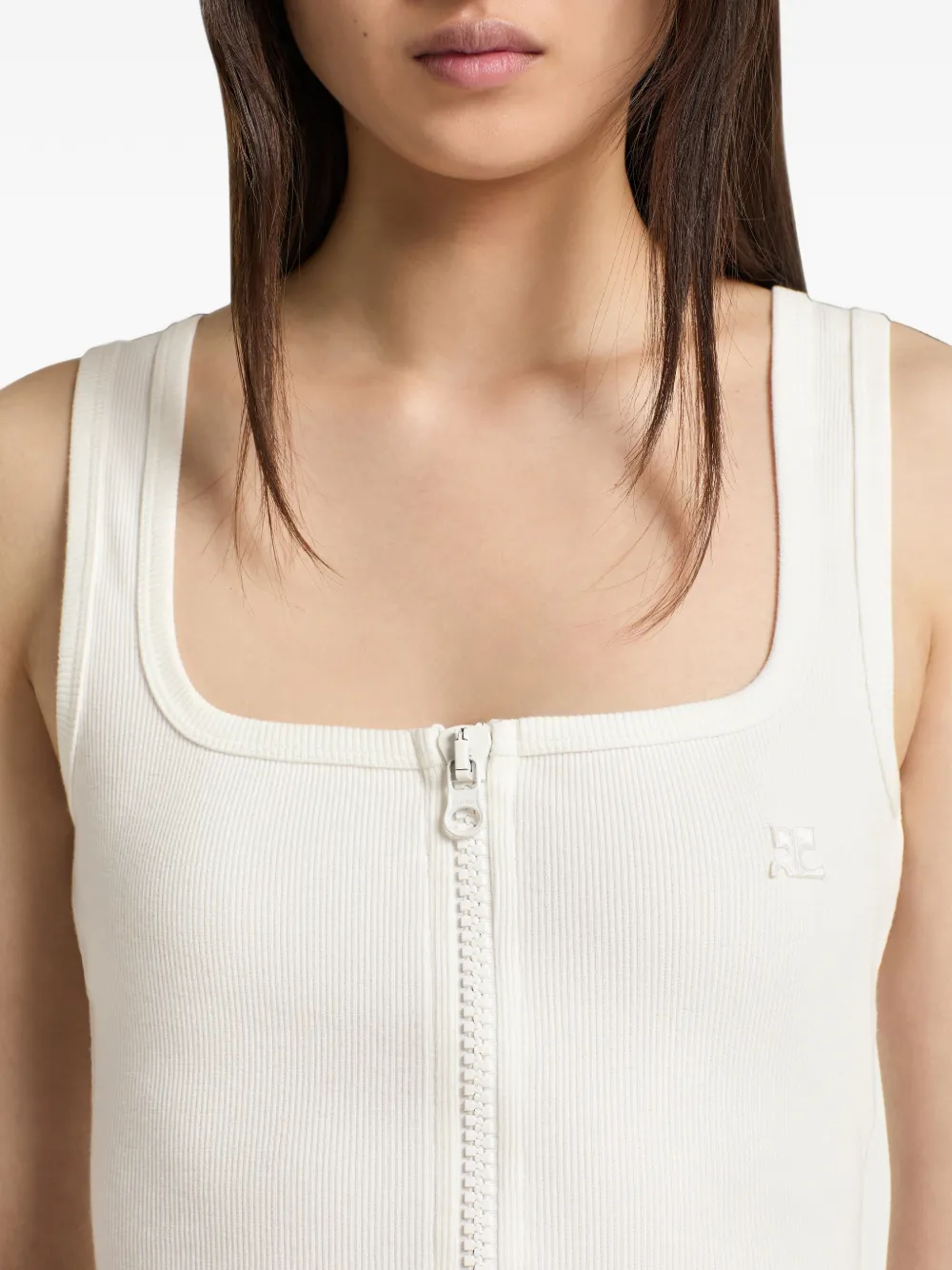 Courrèges Ribgebreide tanktop met rits Wit