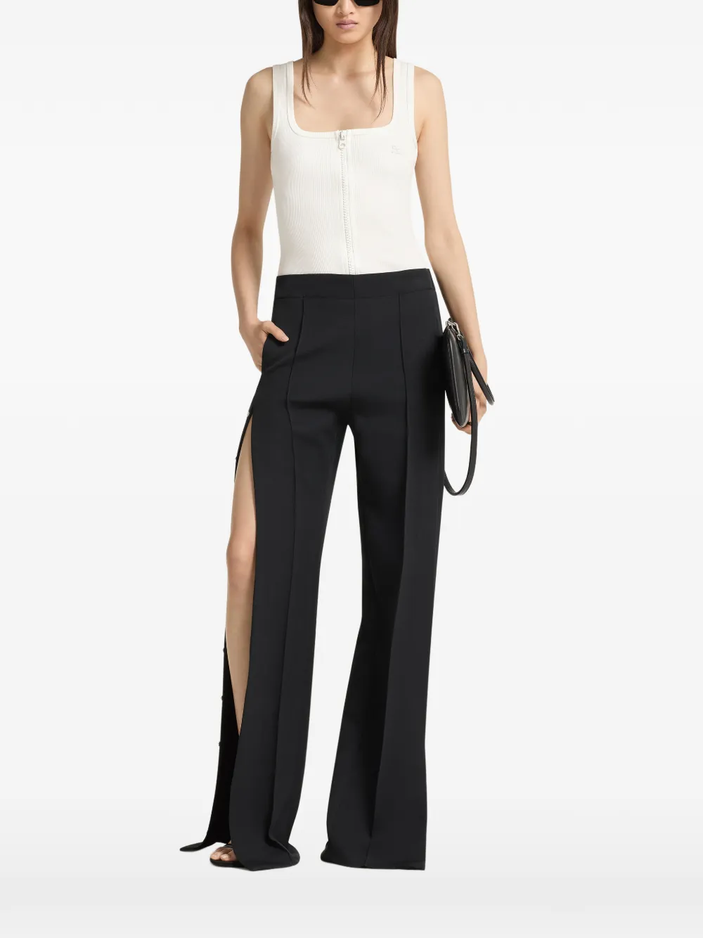 Courrèges Ribgebreide tanktop met rits Wit