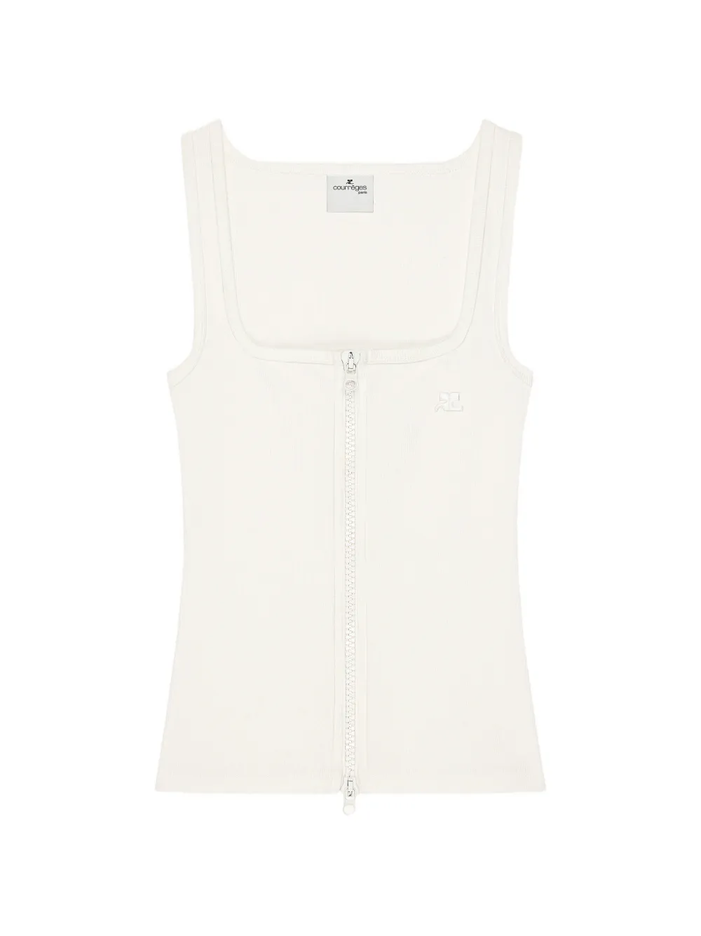 Courrèges ribbed-knit zip-up tank top - Bianco