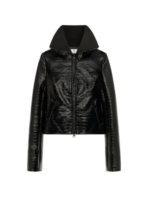 Courrèges Stehkragen-Jacke mit Kroko-Effekt