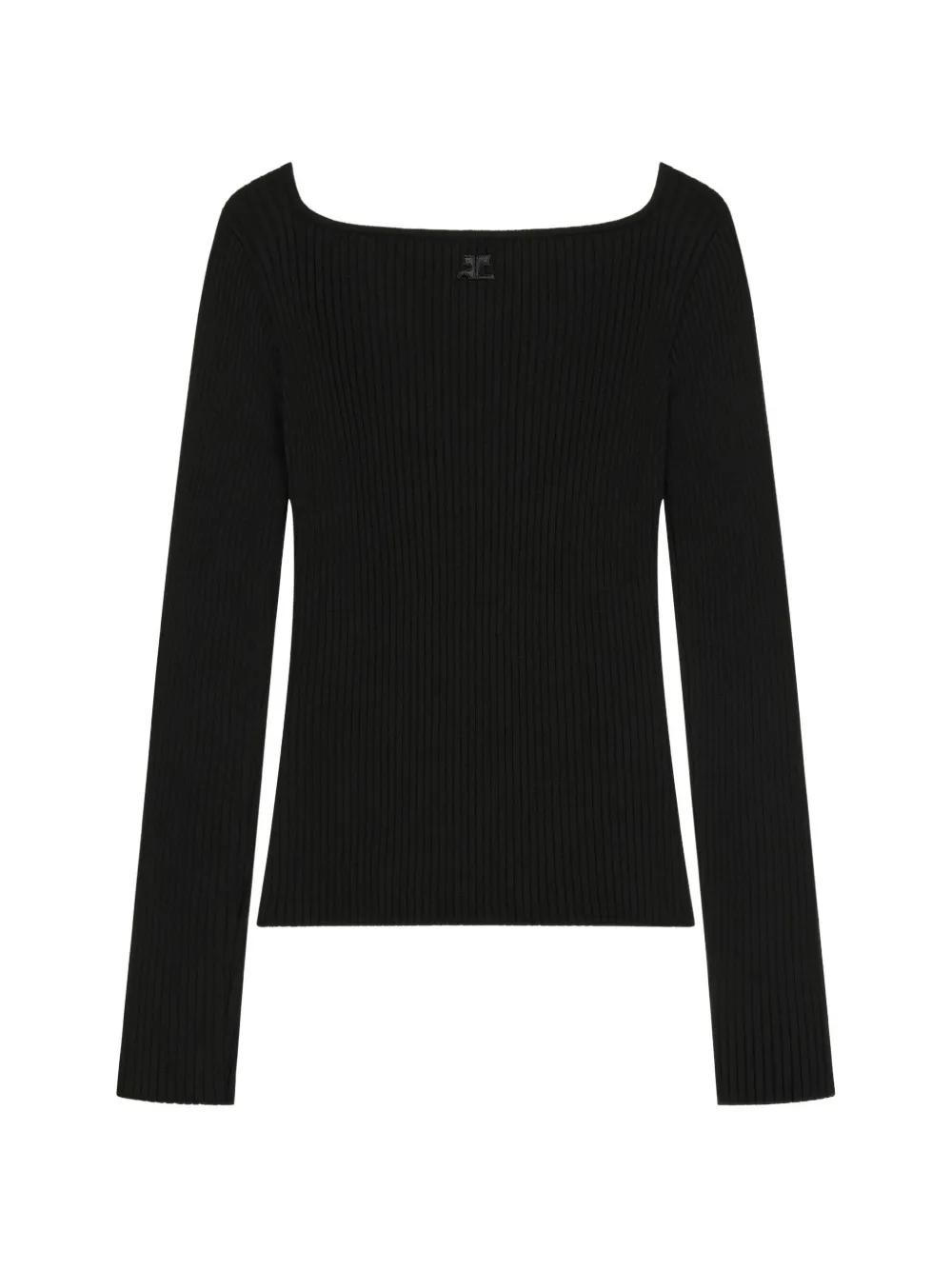 Courrèges ribbed-knit square-neck sweater - Nero