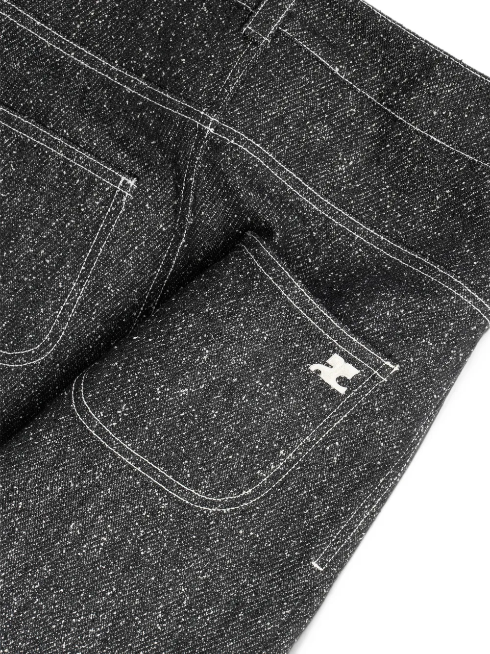 Courrèges Denim midi-rok met geméleerd-effect Zwart
