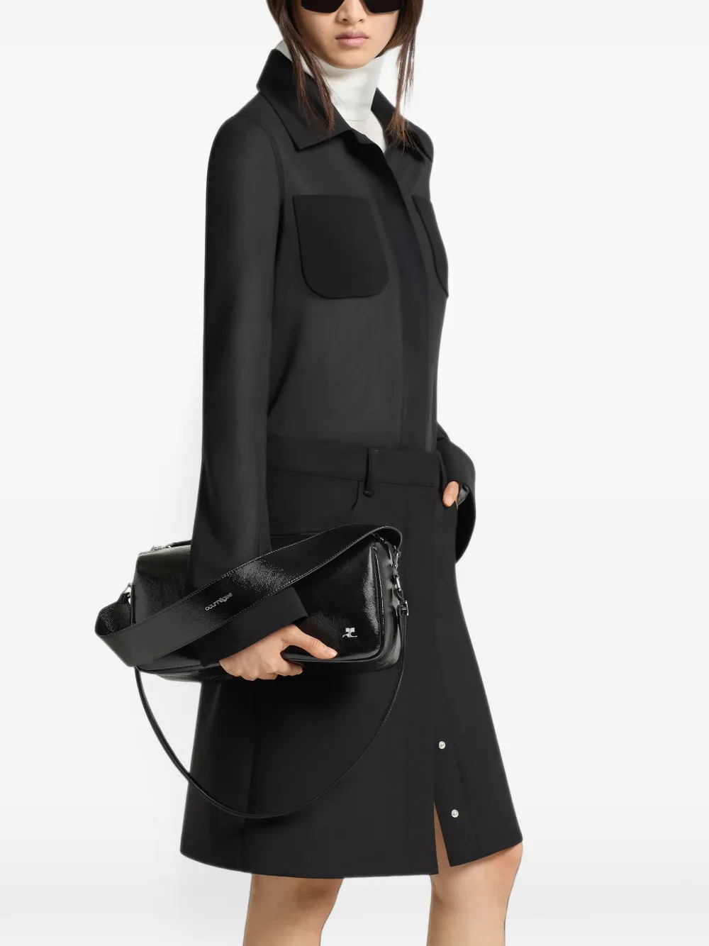 Courrèges Three Sixty medium schoudertas Zwart