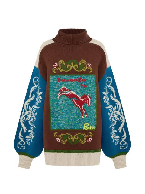 ALEMAIS lasso patchwork knit sweater