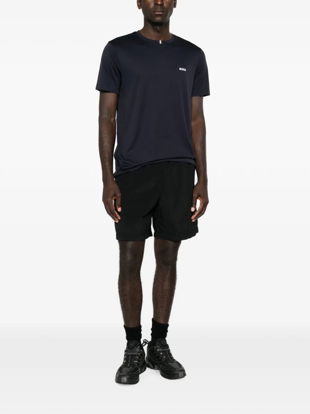 BOSS T-shirt met logoprint Blauw