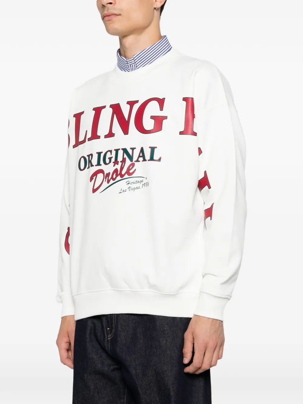 Drôle De Monsieur Sweater met logoprint Wit