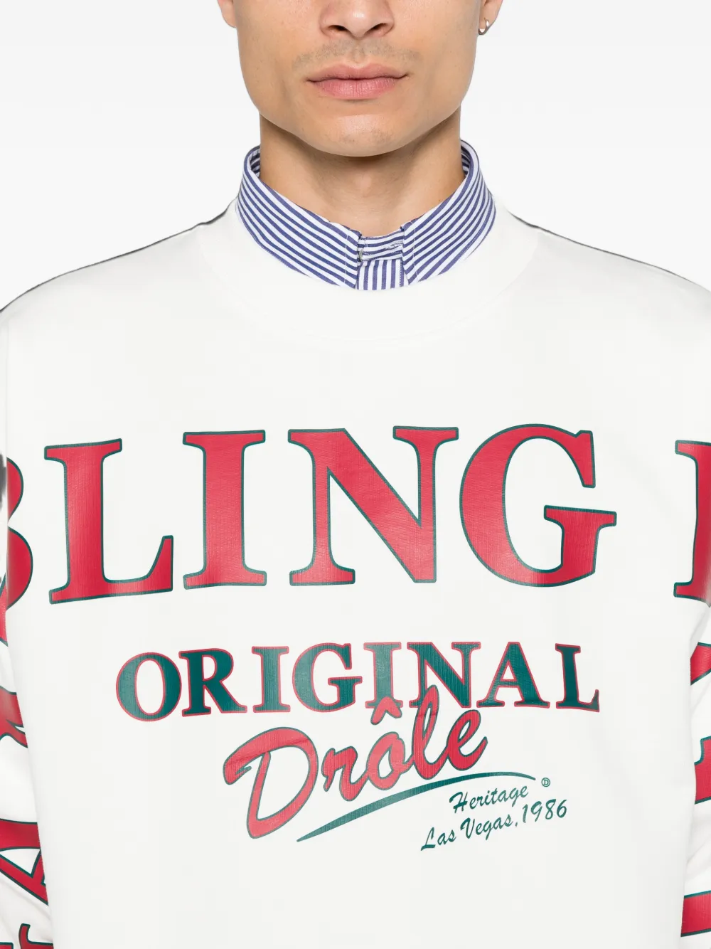 Drôle De Monsieur Sweater met logoprint Wit