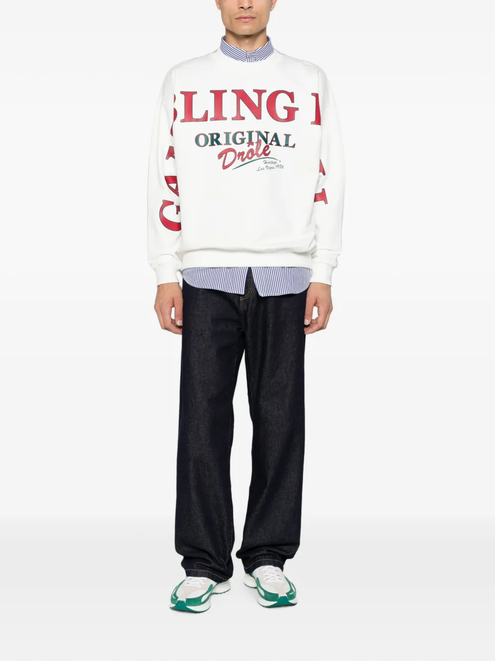 Drôle De Monsieur Sweater met logoprint Wit