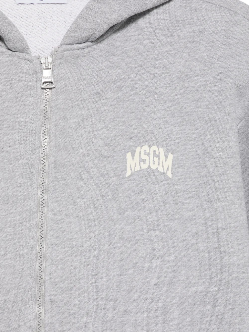 MSGM Kids Hoodie met logoprint en rits Grijs