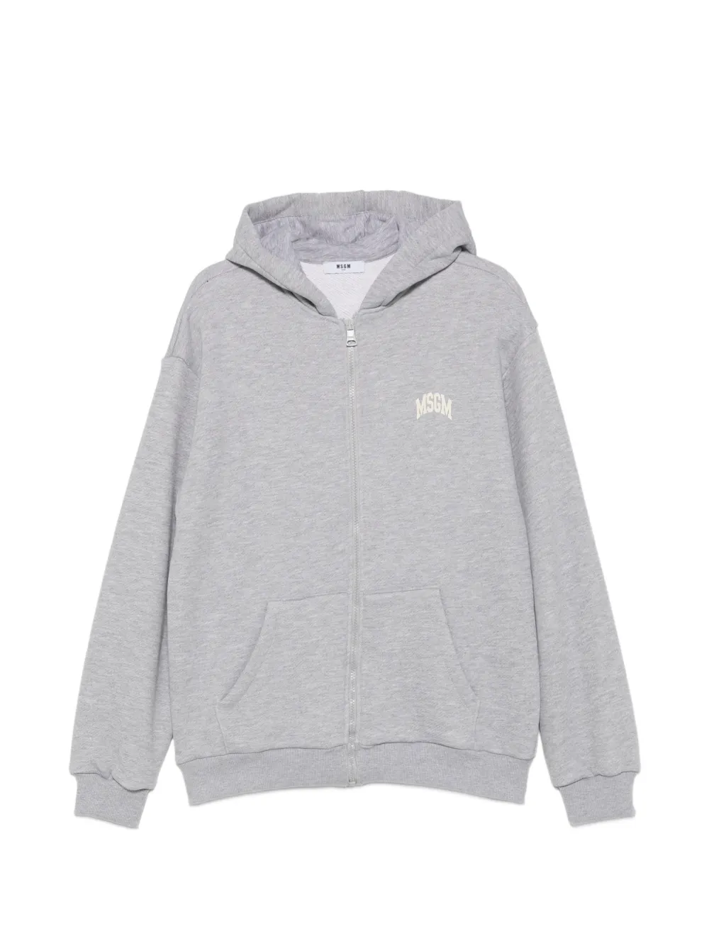 MSGM Kids logo-print zip-up hoodie - Grigio
