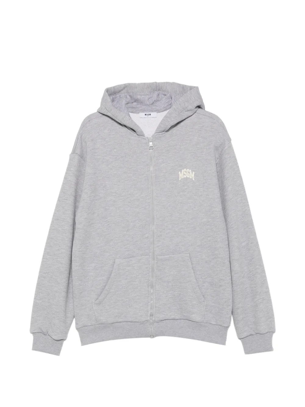 MSGM Kids logo-print zip-up hoodie - Grigio