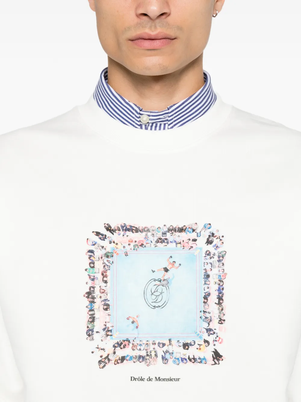 Drôle De Monsieur Sweater met print Wit