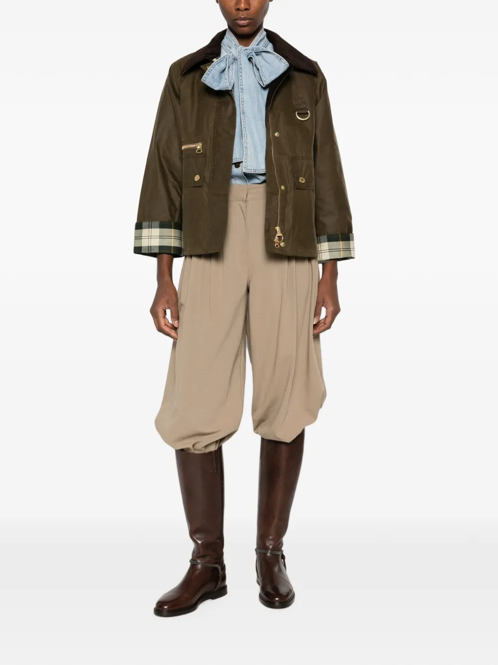 Barbour Jas van gewaxt katoen met ribfluwelen kraag Groen