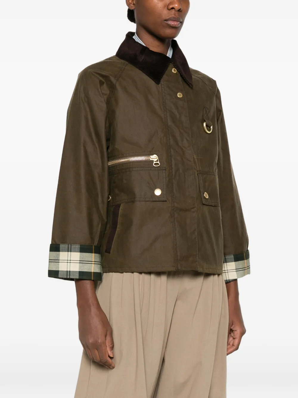 Barbour Jas van gewaxt katoen met ribfluwelen kraag Groen