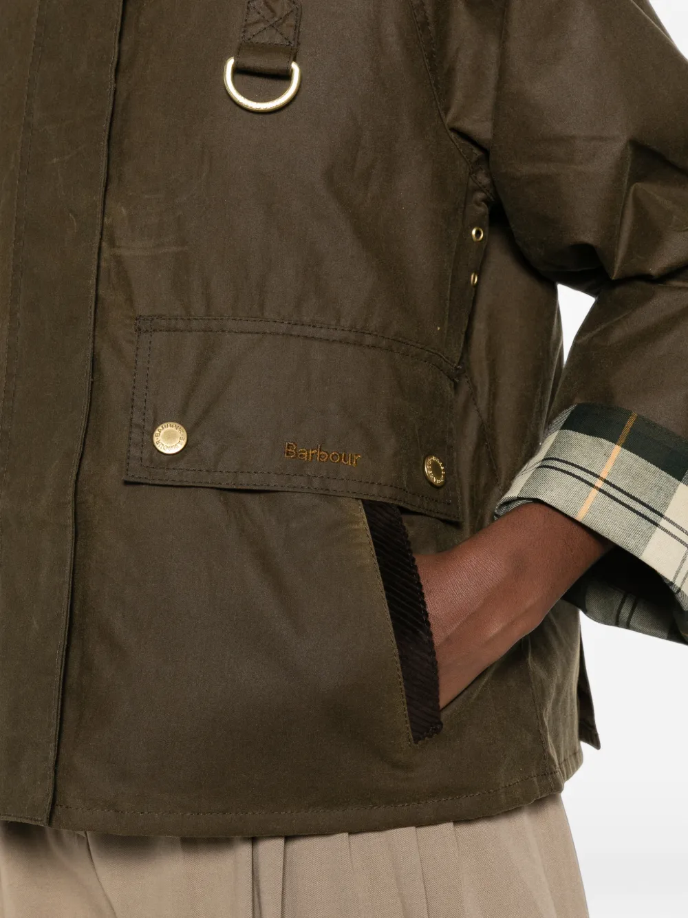Barbour Jas van gewaxt katoen met ribfluwelen kraag Groen