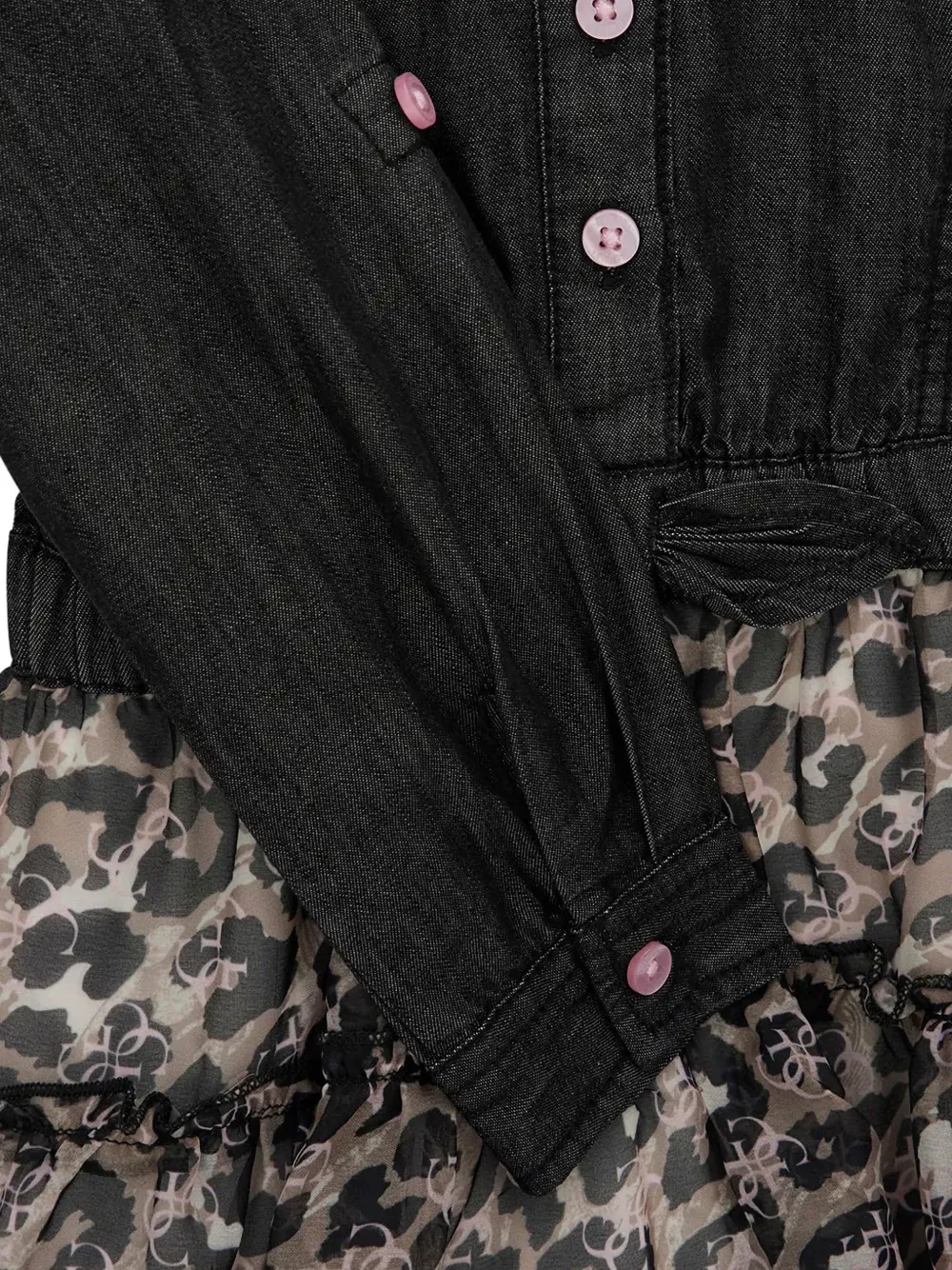 guess kids tiered leopard-print mini dress Zwart