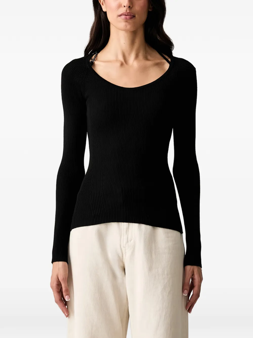 GUESS USA logo-lettering ribbed-knit sweater - Nero