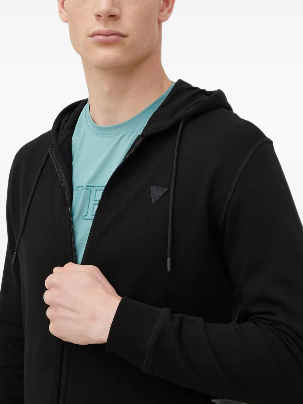 GUESS USA logo-patch zip-up hoodie Zwart