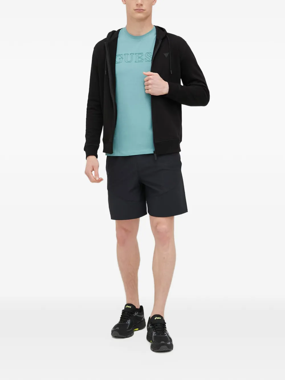 GUESS USA logo-patch zip-up hoodie Zwart